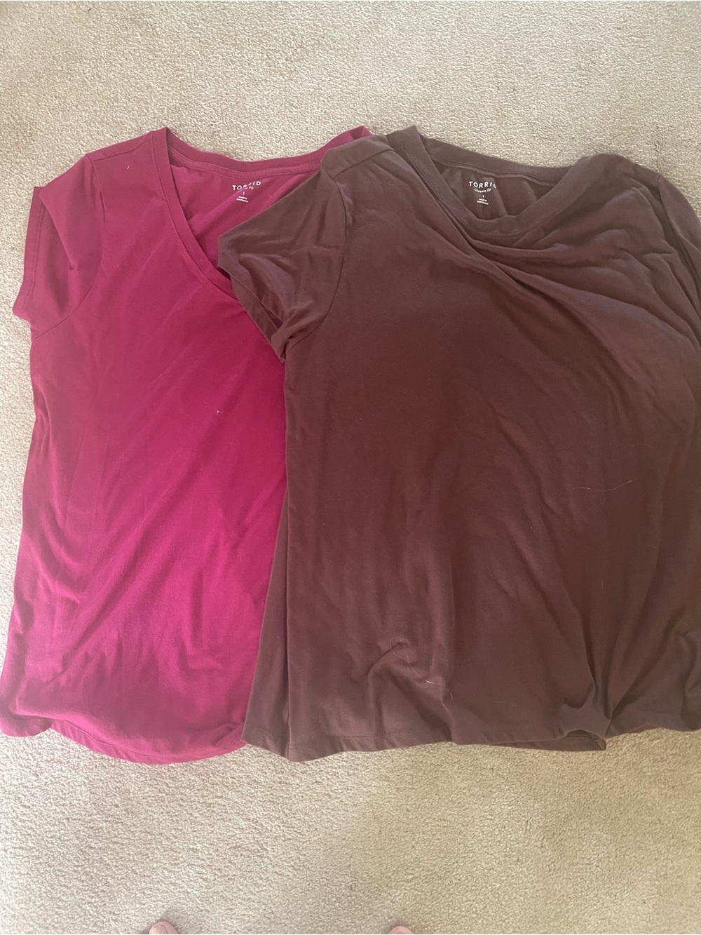 torrid Short-Sleeve V-Neck and crew neck — Berry and Brown